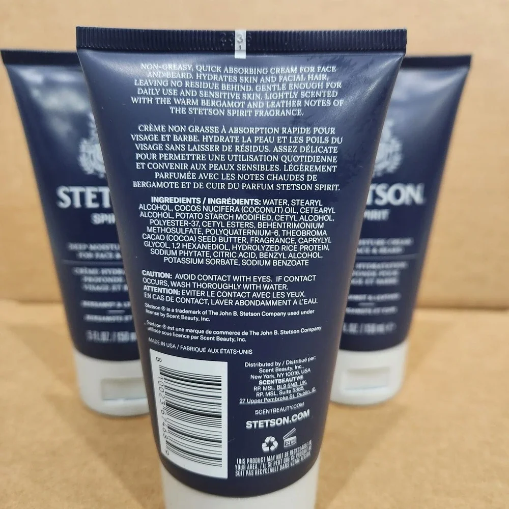 Stetson Spirit Deep Moisture Cream for Face & Beard 5 fl oz – 3 Tubes‎ Hydration
